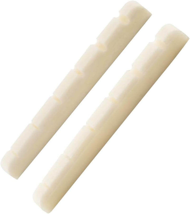 ROZILO 2PC 42mm Unbleached Pure Bone Nut Guitar Nut Flat Bottom for Strat Tele Guitar 42x3.5x4.5mm - Image 1